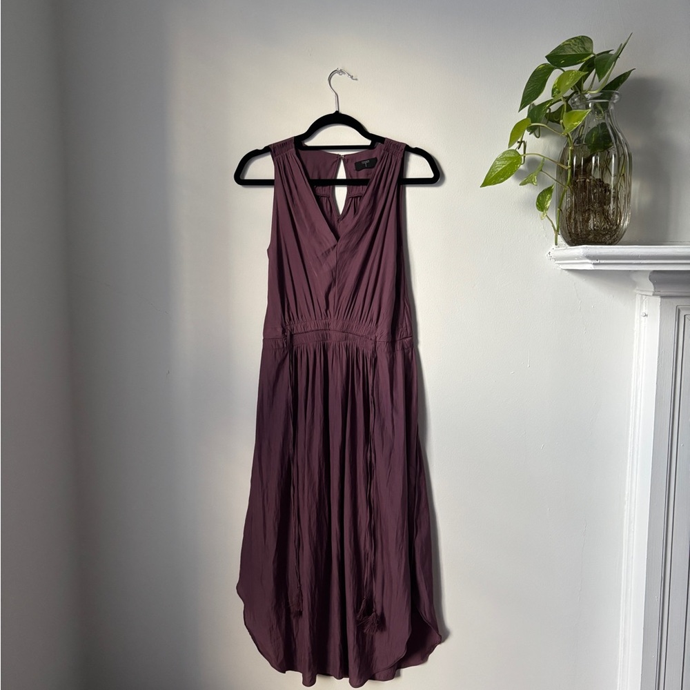 Tahari Purple High Low Sundress with V-Neck for Cocktail